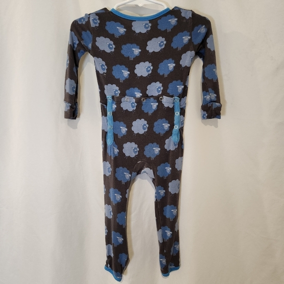 Kickee Pants Kids One Piece Pajamas Size 12-18 Months Blue Sheep Sleep Bamboo - Picture 7 of 8